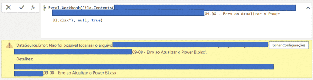 Erro ao Atualizar o Power BI