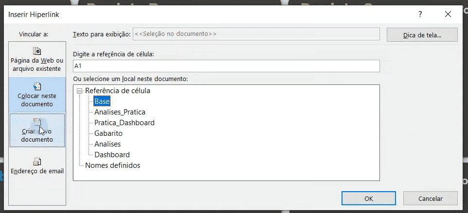 Inserindo hiperlink em uma forma do Excel