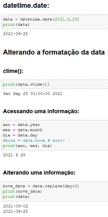 Métodos da biblioteca datetime