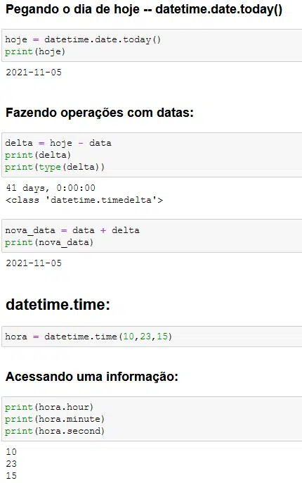 Métodos da biblioteca datetime