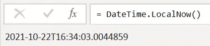 Fórmula para obter a data e hora atual