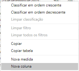 Criação de uma coluna no Power BI