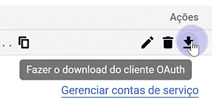 Download do cliente OAuth