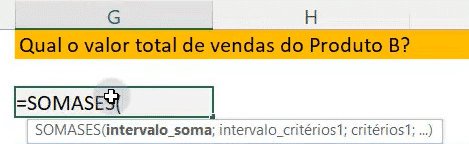 Argumentos da função SOMASES