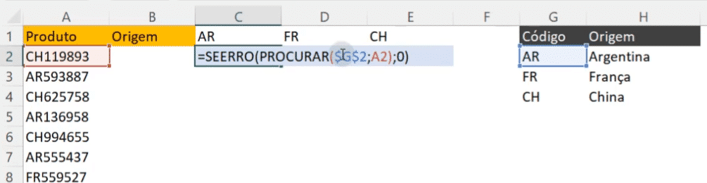 Fórmula com SERRO + PROCURAR