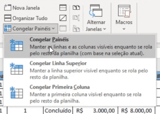 Ferramenta para congelar painéis