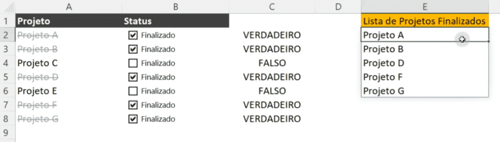 Controle de Projetos no Excel