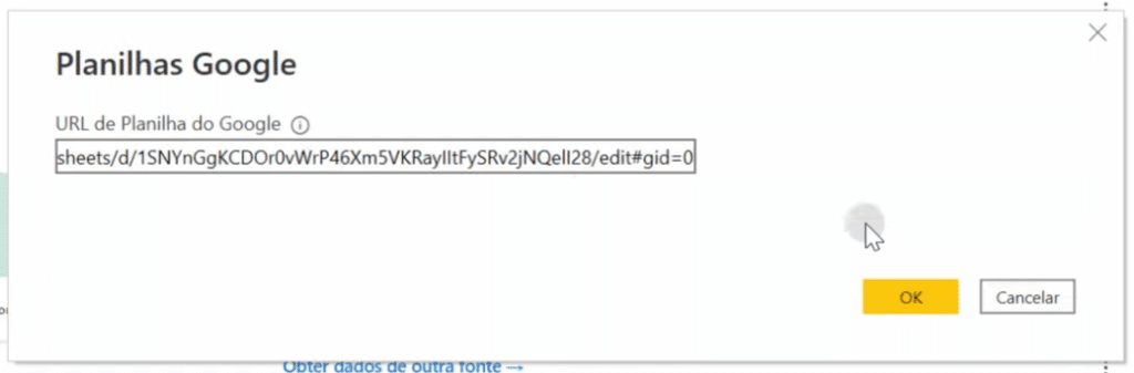 Inserindo o link da planilha no Power BI
