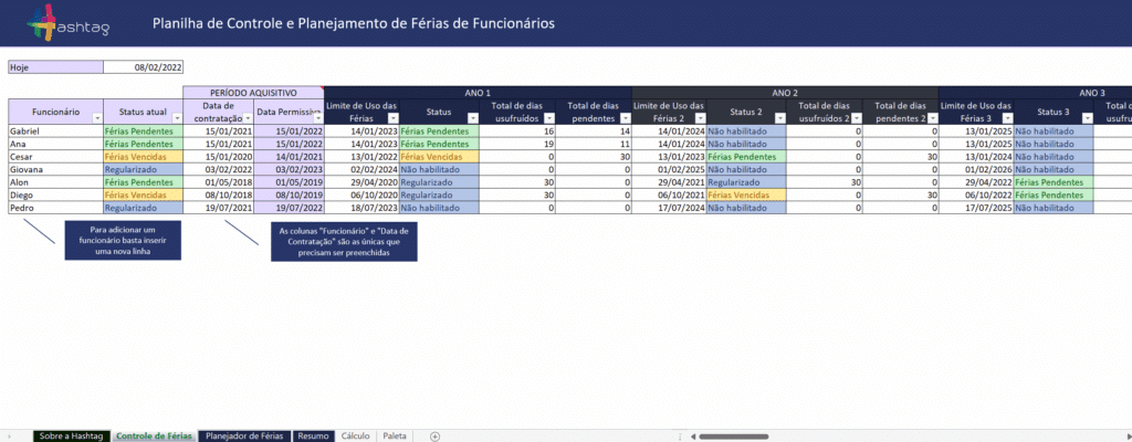 Planilha de Controle e Planejamento de Férias (Download Gratuito) - imagem ilustrativa
