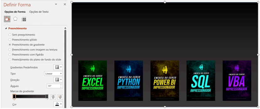 Preenchimento de gradiente no PowerPoint