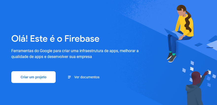 Página de criação de projeto no Firebase