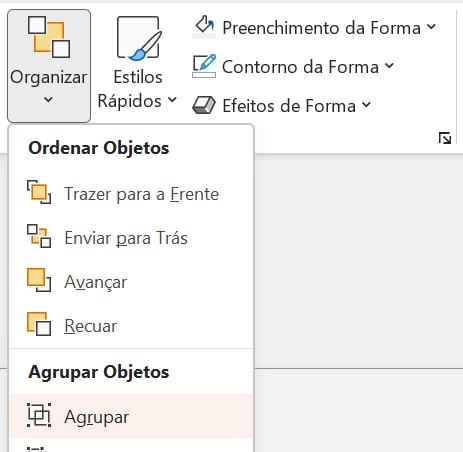 Opção para agrupar os elementos