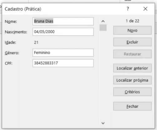 Cadastro de Clientes no Excel - Com Formulário e Macro 4 Formulário sem uso do VBA