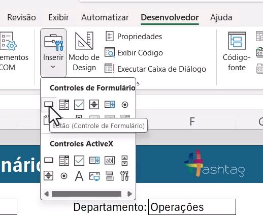 Criando um botão de controle de formulário