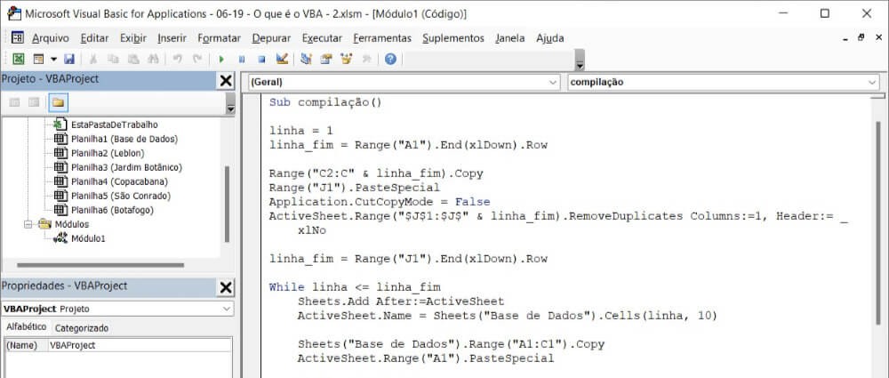 Visualização do Código no VBA