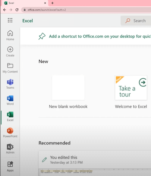 Programação do pacote Office online,