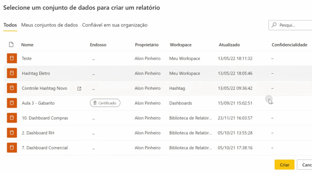 Importando o conjunto de dados para o Power BI