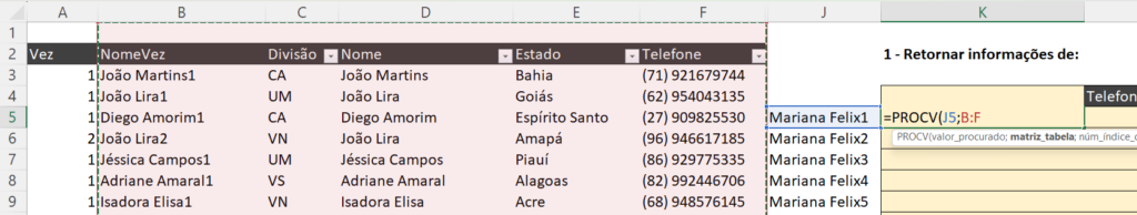 matriz tabela