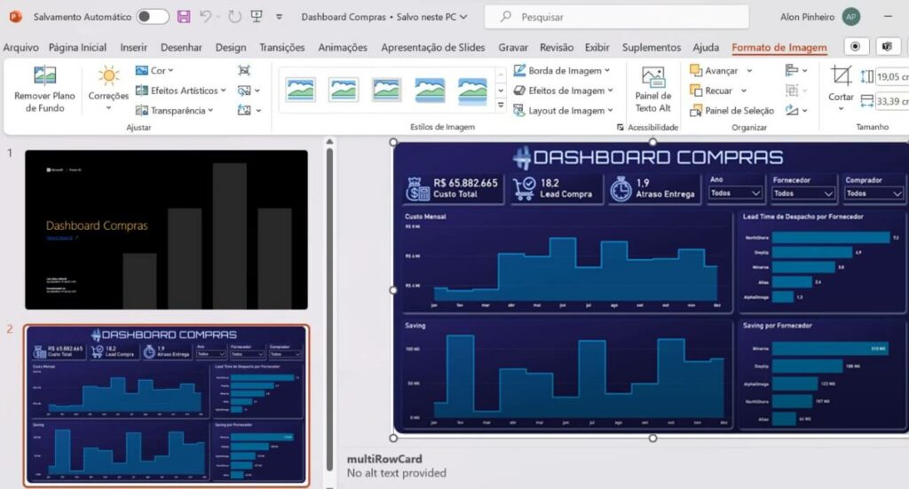 Acessando dashboard dentro do PowerPoint como imagem