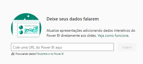 Campo para inserir o link do relatório Power BI no PowerPoint