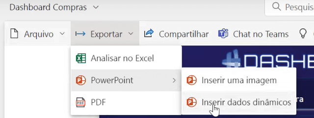 Exportando Dados Dinâmicos para o PowerPoint