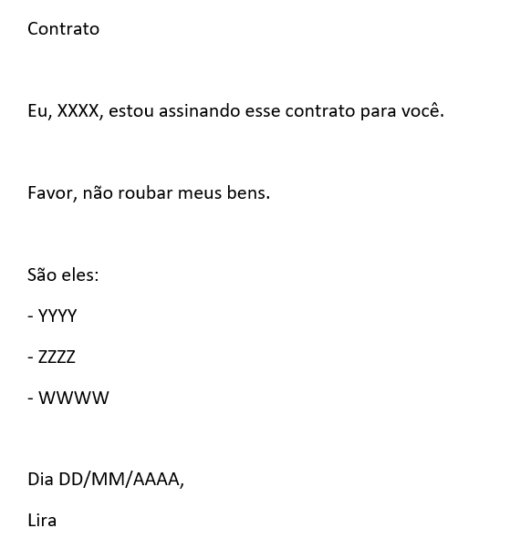 Exemplo de contrato para automatização