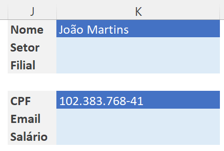 Primeiro exercício da função PROCV