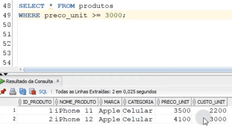 Filtros de Dados no Oracle