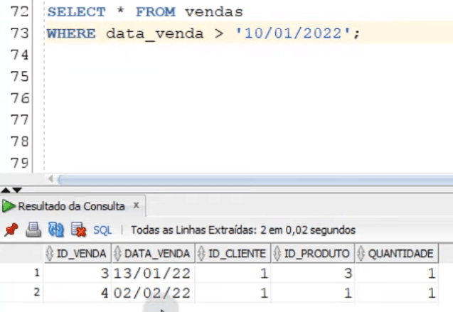 Filtros de Dados no Oracle