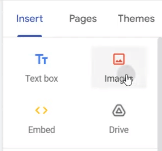 Menu para inserir elementos no site