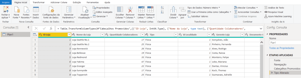 Ordem das Colunas no Power BI