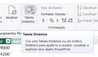 Criando a tabela dinâmica através do Power Pivot