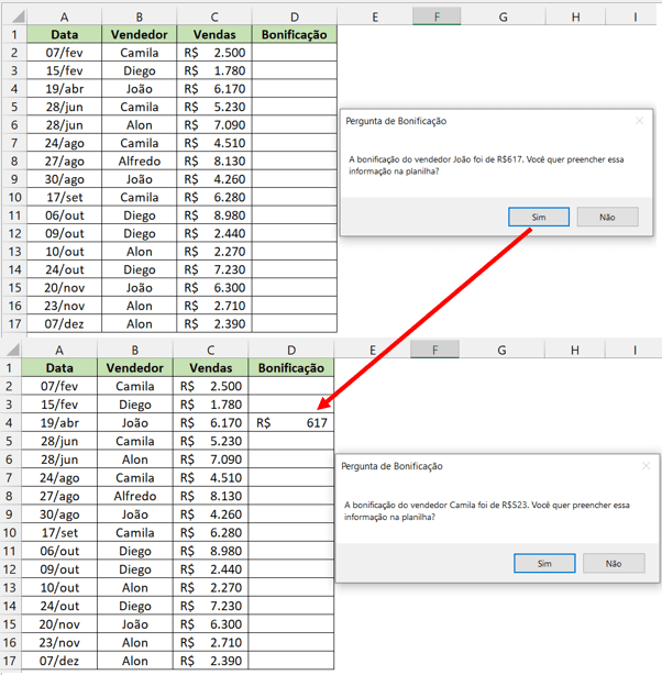 Msgbox no VBA