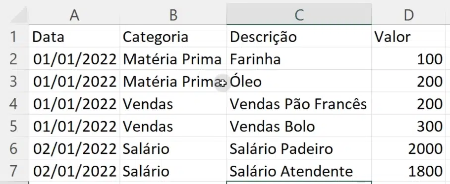 Inserindo a coluna de categoria