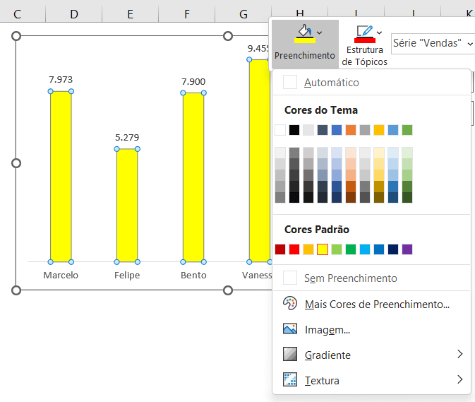 Curso De Excel Office 365 - Curso Básico com 8 Aulas 60 Cores das colunas.