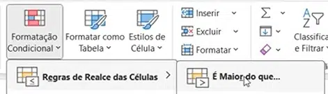 Formatação Condicional "é maior que"