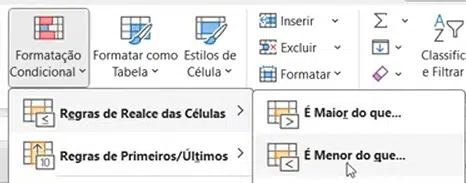 Formatação Condicional "é menor que"
