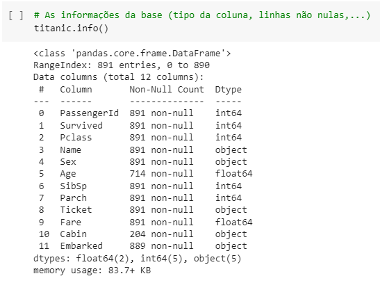 Informações da base.