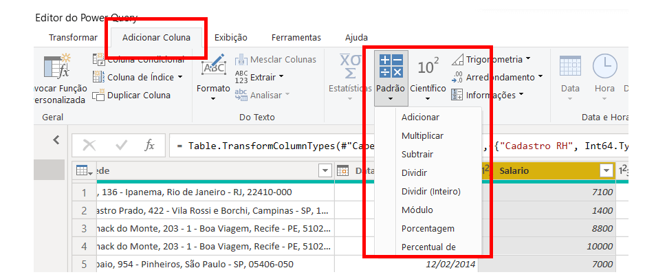 Exercícios de Power Query 