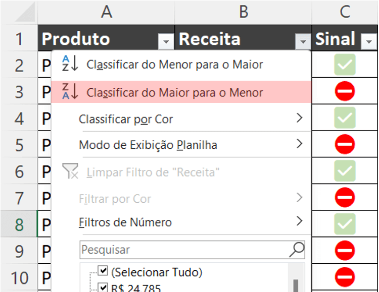 Classificar do maior para o menor