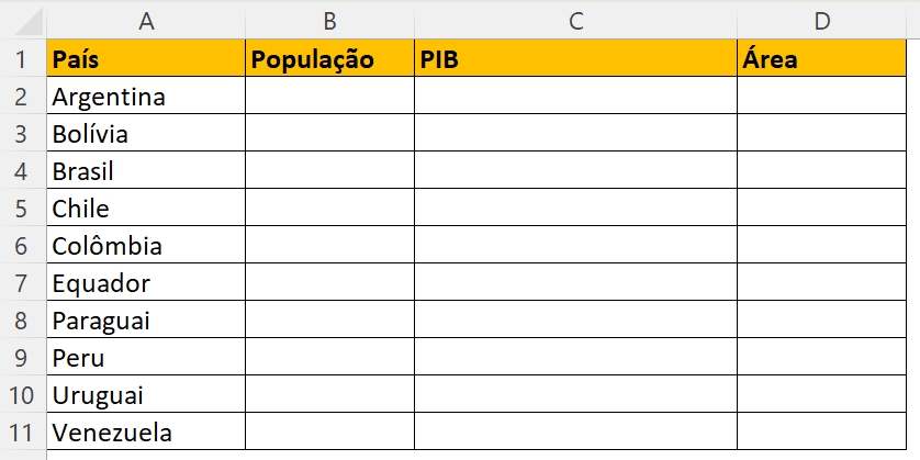 Planilha - exemplo