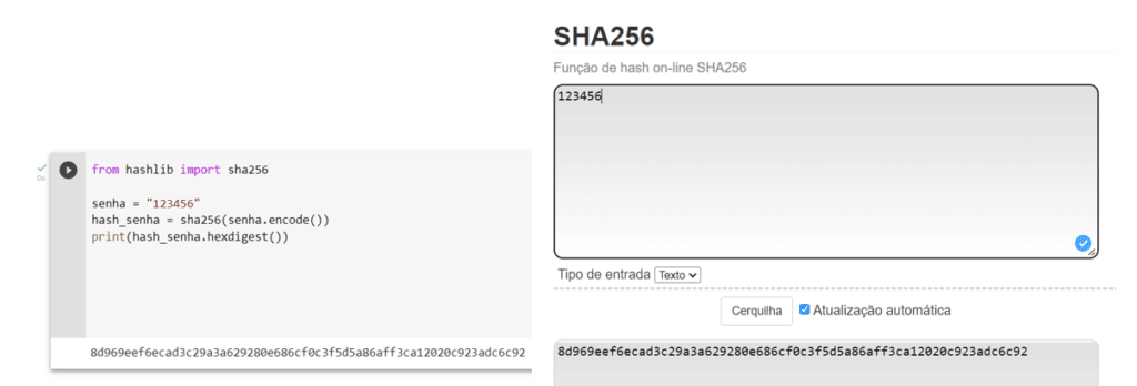 Python e SHA256 - Comparação.