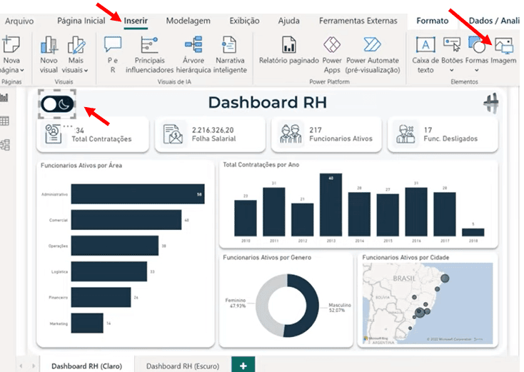 Botão para Trocar a cor do Dashboard