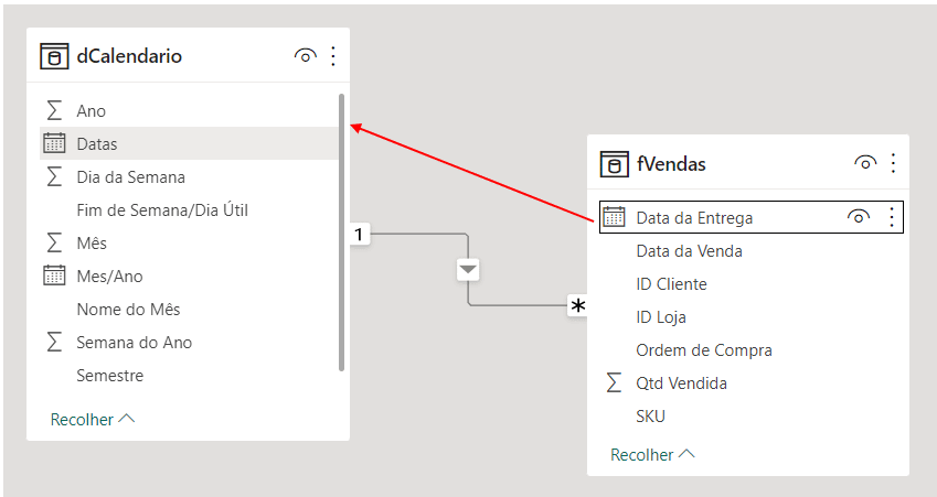 Arraste para criar o novo relacionamento.