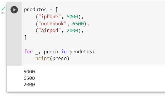 Unpacking de Tupla no Python