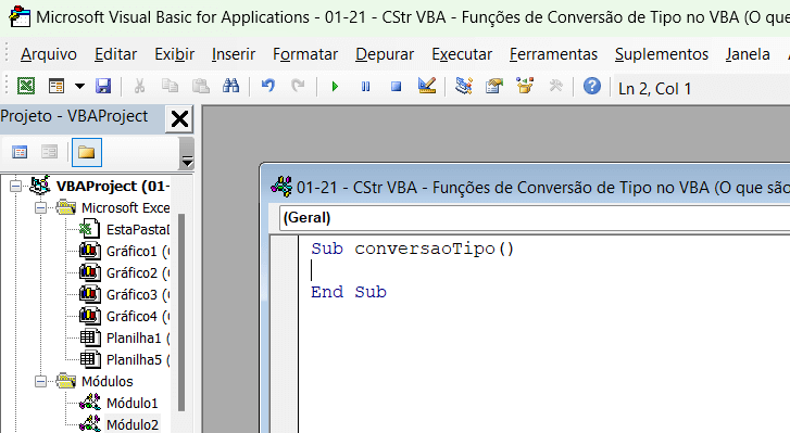 Conversão de Tipo no VBA