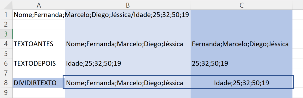 TEXTOANTES TEXTODEPOIS e DIVIDIRTEXTO