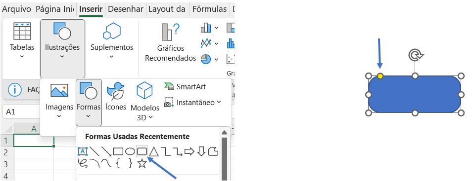 Botões no Excel – Aprenda hoje 3 Tipos de Botões! 1 inserir forma