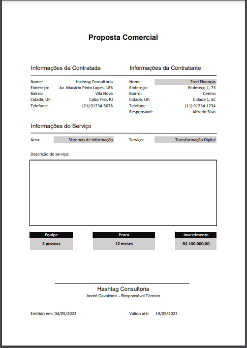 Planilha de Propostas Comerciais no Excel