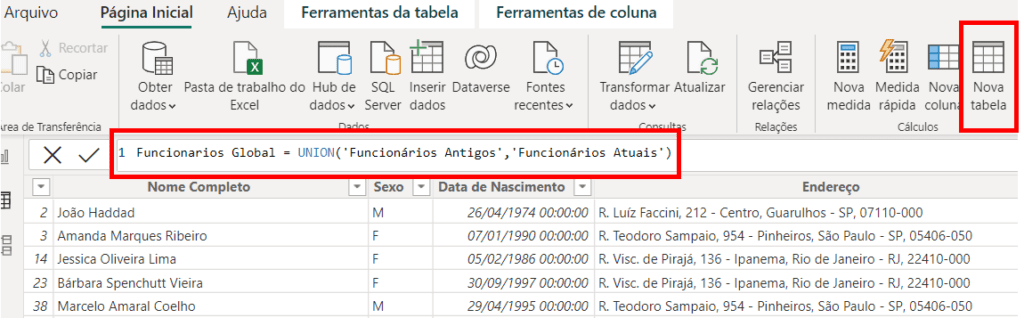 Função UNION para Juntar Tabelas